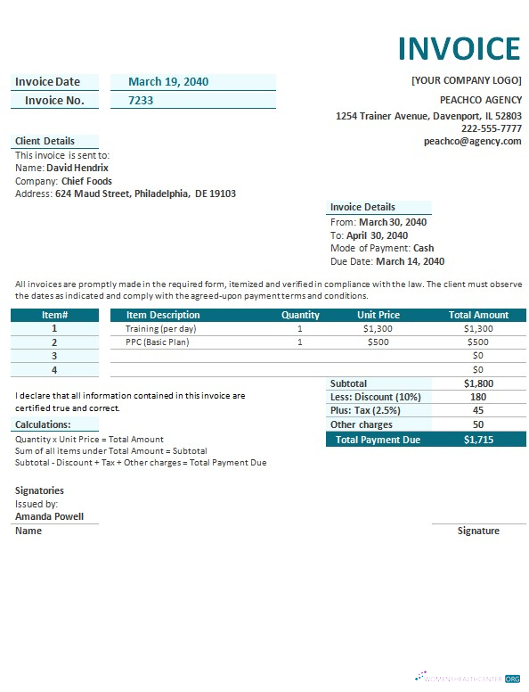 Download Free Agency Invoice Template Photoshop template